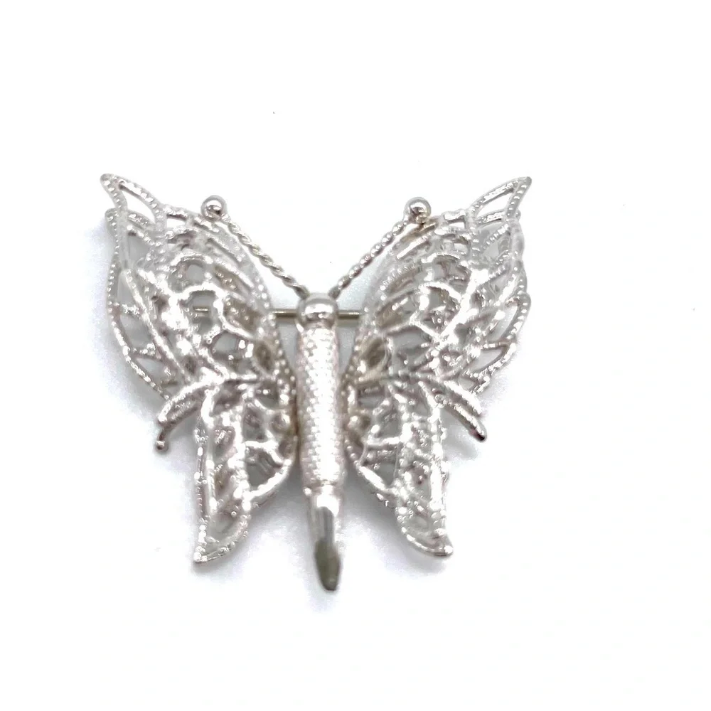 Monet Vintage Elegant Silver Butterfly Brooch